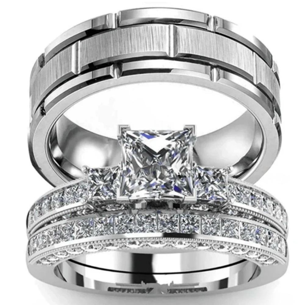 Couple Rings Set, Women's Stainless Steel Ring And Men's Simple Fashion Ring